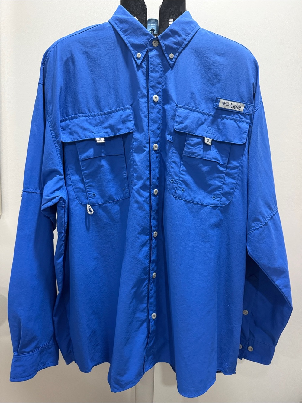 Columbia Men's Royal Blue Long-Sleeve Button Down Fishing Shirt